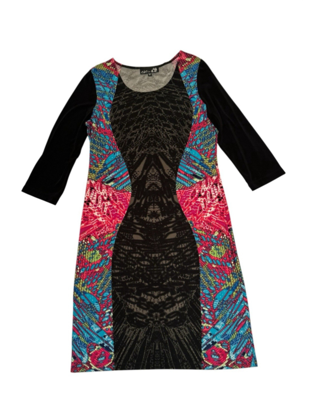 CSC Studio Hippie Summer Shift Dress Womens Size Medium Multicolored 3/4 Sleeves